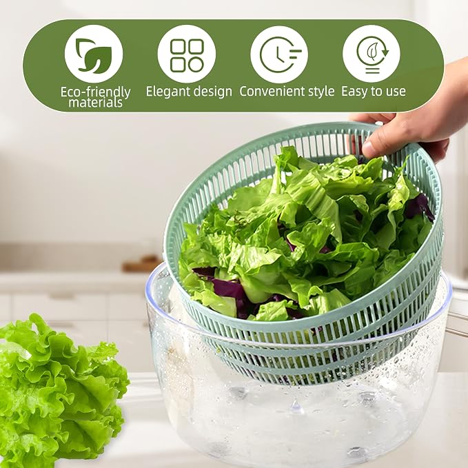 Fruit spinner Kitchen salad tool Salad Spinner Doubled Rain Holes, Lettuce Dryer For Washing, Drainage, And Dehydrating Greens, Fruits, And Vegetables Nordic Blue Salad Dehydrator,Blue