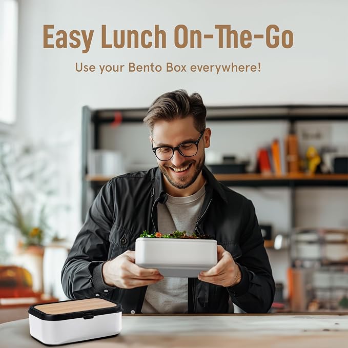 Double Premium Bento Box Adult, 67oz, Stackable, Meal Prep, Cream | 67 oz Capacity, Stackable Containers, Leak-Proof Design, Includes Dividers, Great for Meal Prep, Office Lunchbox