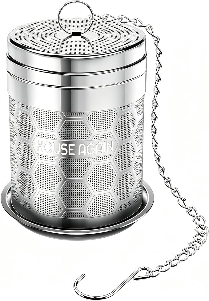 House Again Large Tea Infusers, Extra Fine Mesh Tea Strainers for Loose Tea, Slim Threaded Lid & 304 Stainless Steel, Filter Bags Diffusers, Loose Leaf Tea Steeper for Brew Tea Spices & Seasonings