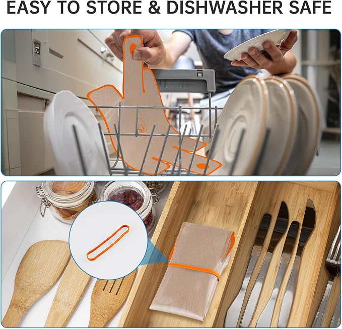 NiHome Silicone Bread Sling, Nonstick Reusable Loaf Pan Liner, Orange Edges | Eco-Friendly Fits 9x5, 9.5x5, 10x5 Inch Bakeware, Dishwasher Safe, Clever Folded Corners Prevent Batter Leakage