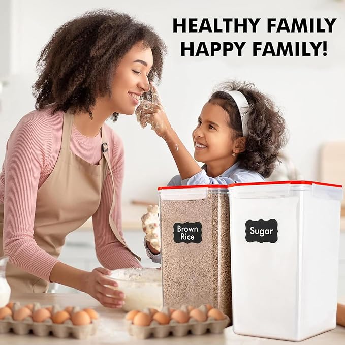 2 PC [7 Qt / 6.5L / 220 Oz] Large Food Storage Containers with Lids Airtight - BPA Free Clear Plastic Kitchen and Pantry Storage Containers for Cereal, Flour, Sugar, Rice