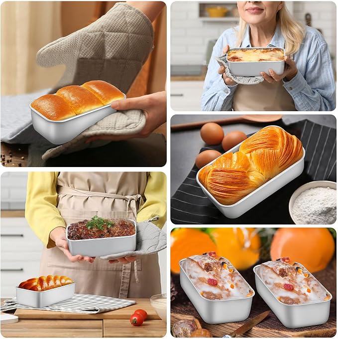 LIANYU Stainless Steel 6.3 x 3.5 In Mini Loaf Pan for Baking Bread, 24 PCS | Small Bread Loaf Pan Mold for Homemade Meatloaf, Metal Tin Loaf Pan Perfect for Banana Sourdough, Dishwasher Safe