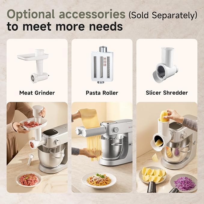 Hauswirt Stand Mixer 6QT XL Large, 4.5" LED Touch Screen Electric Household Stand Up Mixer, Full Metal Structure Standing Mixer 11-Speed, Dough Cake Bread Mixer – Silver