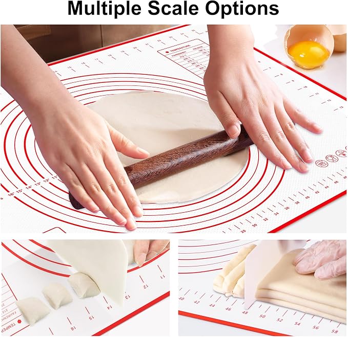 HOOMIL Silicone Baking Mat, 28 x 20 Inch Pastry Mat with Measurements | BPA-Free, Food-Contact Material, Nonstick Baking Mat with Non-Slip Counter Grip, Dishwasher Safe, Rolls for Storage