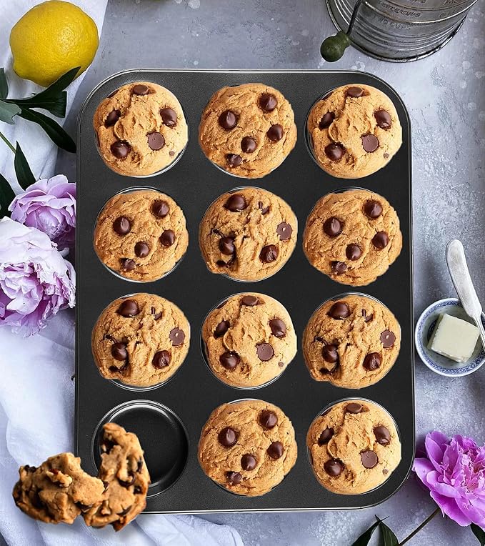 Yomvzake Muffin Top Pan 2 Pack Baking Pans Whoopie Pie Pan, Nonstick 3 Inch Yorkshire Pudding Pan for Pansuffin, Moon Pie, Cookies, Small Hamburger Bun