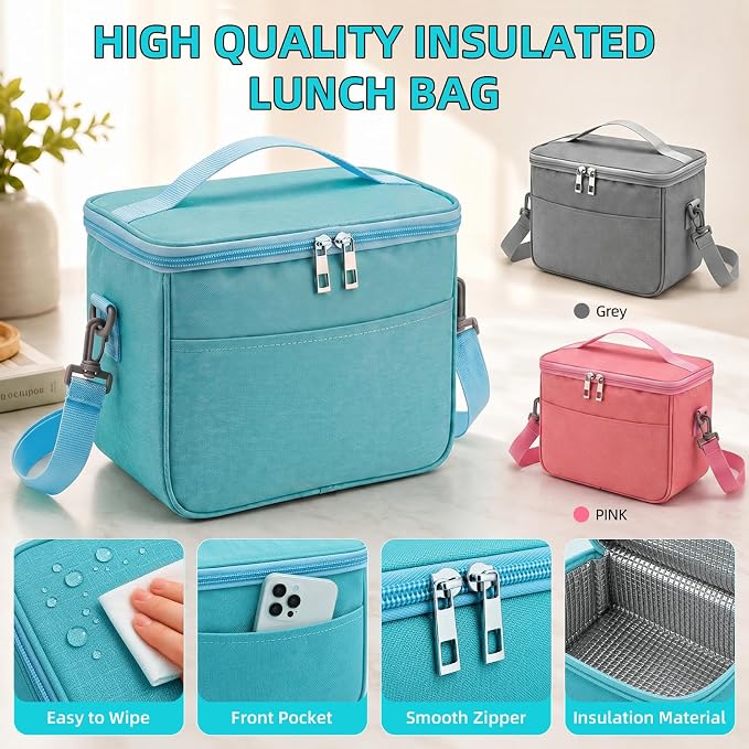 Bento Box Adult Lunch Box - 2130ml Lunchbox for Men Women with Insulated Lunch Bag, Utensils & Sauce Container, Leak Proof Bento Box Reusable Plastic Lunch Containers for Work, Meal Prep, Green