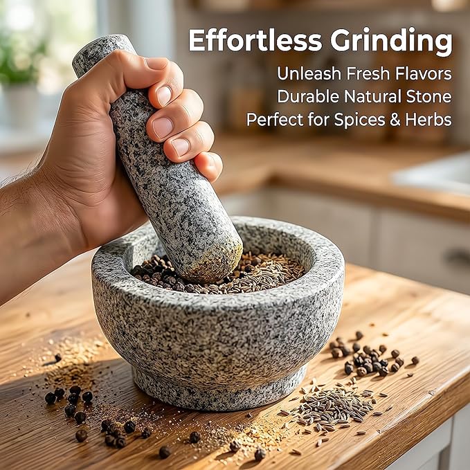 Granite Stone Pestle Only Replacement, Large 6.5 Inch Spice Grinder | for Mortar and Pestle Set, Heavy Unpolished Stone Pestle, Herb Crusher, Guacamole Masher (Mortar Bowl Not Included)