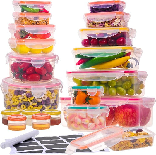 38 Pcs Large Food storage containers-85 oz to Small Container Stackable Kitchen storage bowls sets-BPA Free Leak proof Plastic food Storage Containers with lids airtight-Microwave freezer safe | Stackable Kitchen Pantry storage bowls sets-BPA Free Leak...