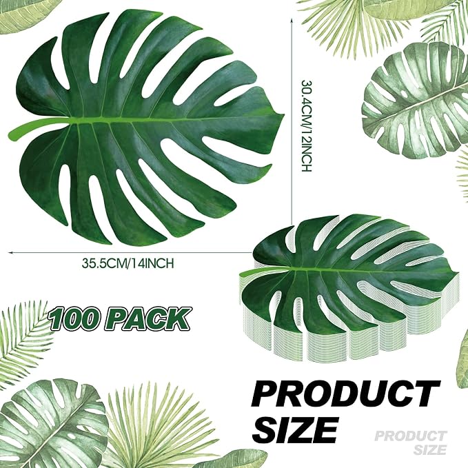 Sinmoe 100 Pcs Disposable Paper Placemats Bulk,Green,Palm Leaf | Paper Charger Place Mat Party Charger Plates Table Place Mats for Dinner Wedding Birthday Baby Shower Spring Dining Tableware