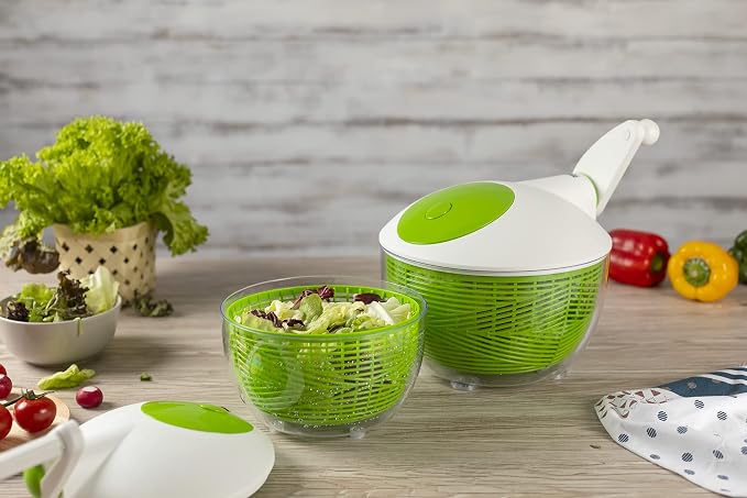 KUHN RIKON Salad Spinner with Side Handle and Instant-Stop Button, 21cm