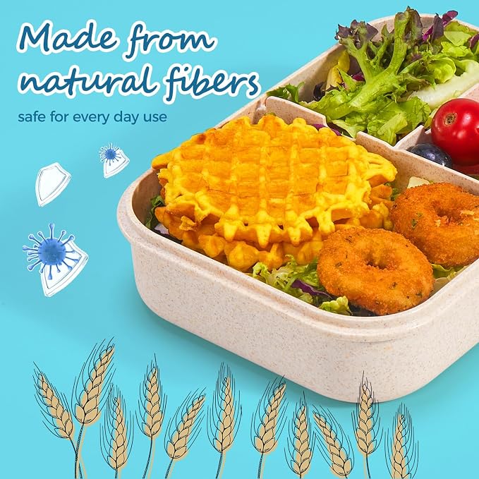 MISS BIG® Bento Lunch Box for Kids, 1150ml, 3 Compartments, White | White kids bento lunch box for school meals, daycare snacks, light lunch portions, picnic, and travel.
