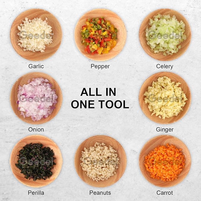Geedel Food Chopper, Easy to Clean Manual Hand Vegetable Chopper, Dishwasher Safe Slap Onion Cutter for Veggies Onions Garlic Nuts Salads Red | Hand Chopper for Veggie Onions Garlic Nuts Salads, Fast & Even Chopping, Sharp Stainless Steel Blade, Dishwa...