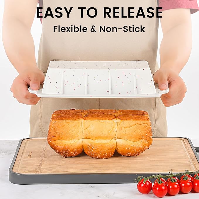 Vinino 2 Pack XLarge Nonstick Silicone Loaf Pans 12.5 x 5.5'' for Baking | Extra-Large Pans for Make-Ahead Loaves, Paired Desserts, Freezer Meals & Neat Storage Of Neutral Style Bakeware Sets