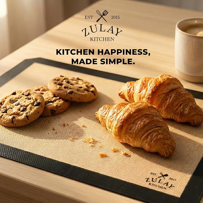 Zulay Kitchen Silicone Baking Mat Sheet Set - Reusable Baking Mat Nonstick - Half Sheet Baking Mat For Oven (Black, 1 Pack)