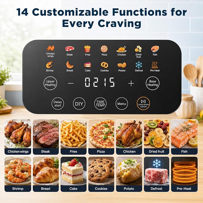 Fullwill 6QT Air Fryer, Viewing Window, Dual Heating, 2 Silicone Liners | 1700W Power; Touch Presets + DIY Mode; 392°F Max Heat; PFOA-Free Nonstick Basket; Dishwasher-Safe Parts