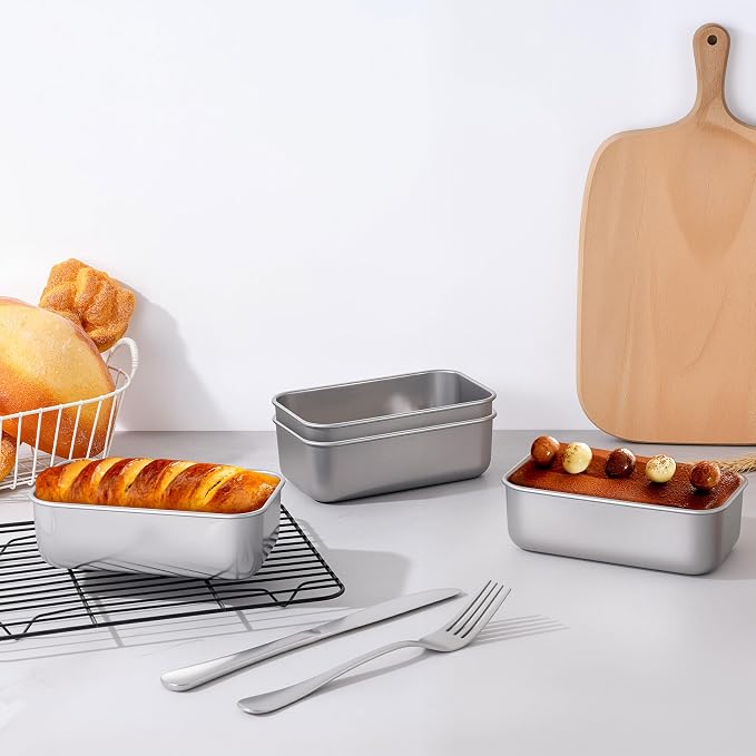LIANYU 16 PCS Stainless Steel Mini Loaf Pans for Baking Bread, 6.3 x 3.5 In | Small Bread Tin Loaf Pan for Homemade Meatloaf, Metal Loaf Baking Pan Mold for Banana Sourdough Sandwich, Dishwasher Safe
