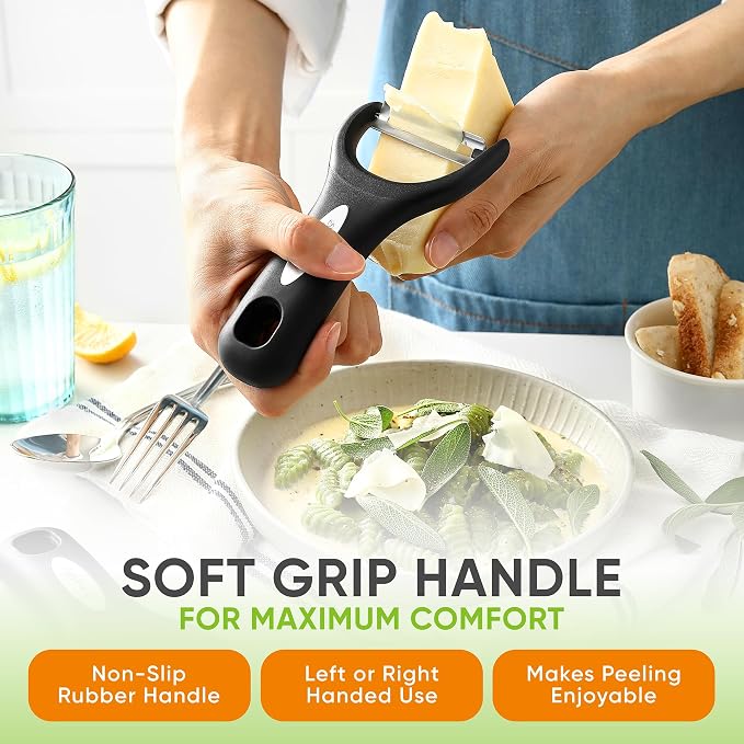 Spring Chef Set of 2 Stainless Steel Y Shaped Vegetable Peeler for Kitchen | Heavy Duty Potato Peeler with Ultra Sharp Blades & Soft Grip Handle for Apple, Carrot, Cucumber, Veggie, Fruit, Citrus