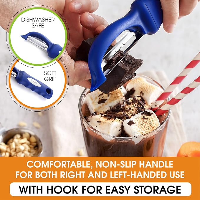 Spring Chef Swivel Potato Peeler for Kitchen w/Soft Grip Handle, Sapphire | Premium Vegetable Peeler w/ Sharp Stainless Steel Blades, Multifunctional Food Peeler for Apple, Carrot, Cucumber, Fruit
