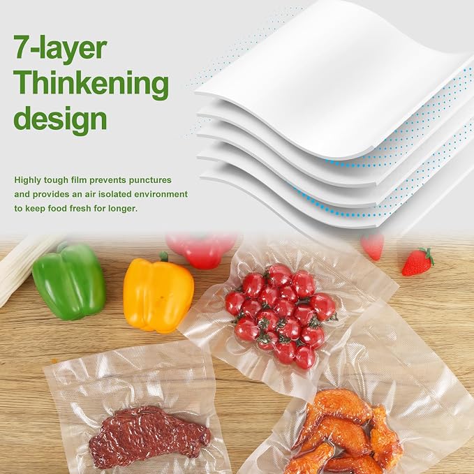 Vacuum Sealer Bags for Food Storage, 6 Rolls 8" x 20', Cut-to-Size Bags | 3Mil Embossed BPA-Free Puncture-Resistant Rolls, Universal Fit for Sous Vide, Meal Prep, Freezer Storage & Food Preservation