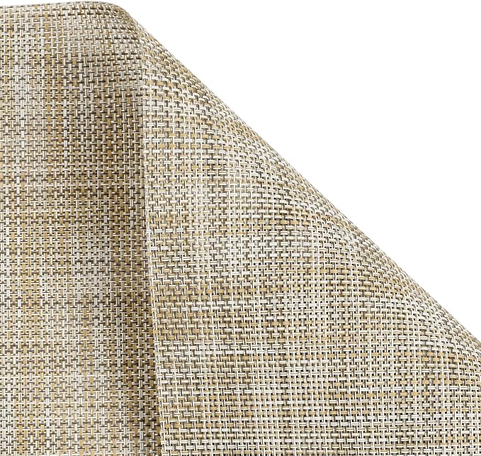 SHACOS Placemats Set of 6 Woven Vinyl Place Mats Wipeable Heat Resistant Stain Resistant Table Mats Indoor Outdoor, Beige
