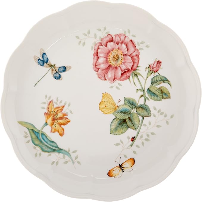 Lenox Butterfly Meadow Porcelain 18-Piece Dinnerware Set for 6 | ceramic, dishwasher safe, microwave safe | plates and bowls sets for kitchen and dining | 10.75 inch plate