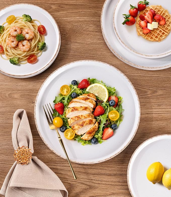 AmorArc Stoneware Dinnerware Sets for 4,12Pcs Plates and Bowls Set | Handmade Ceramic Dish Set,Dishwasher & Microwave Safe,Scratch Resistant