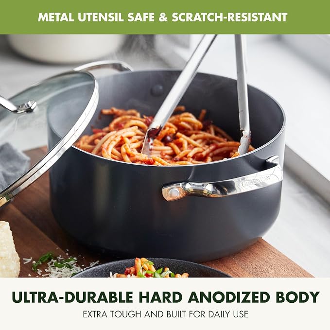 GreenPan Valencia Pro 5QT Ceramic Nonstick Stock Pot, Hard Anodized
