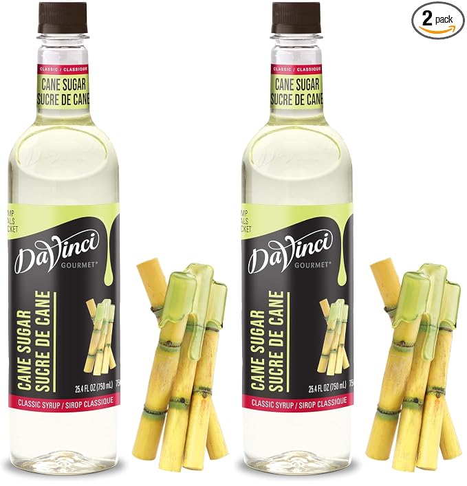 DaVinci Gourmet Cane Sugar Syrup, 750 ml Bottle (Pack of 2)