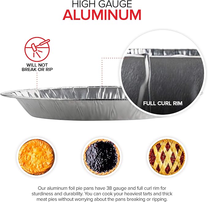 Stock Your Home 9 Inch Aluminum Tart Pie Pans (30 Count) - Disposable & Recyclable Large Pie Pan - Foil Pie Tin for Bakeries, Cafes, Restaurants - Durable Large Foil Pans for Pies, Fruit Tarts, Quiche