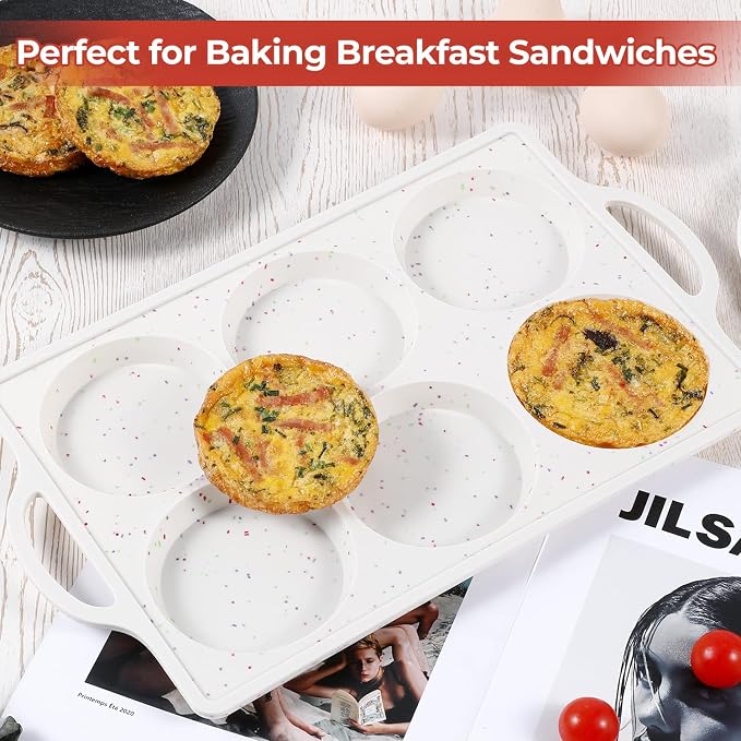 CAKETIME Muffin Top Pan Non Stick,4 Inch Metal Frame Round Egg Baking Pan for Oven English Muffins, Whoopie Pies, Corn Bread, Egg Bites, Breakfast Sandwiches Tarts Confetti