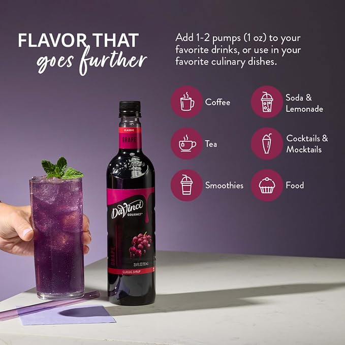 DaVinci Gourmet Grape Syrup, 25.4 Fluid Ounces (Pack of 4)