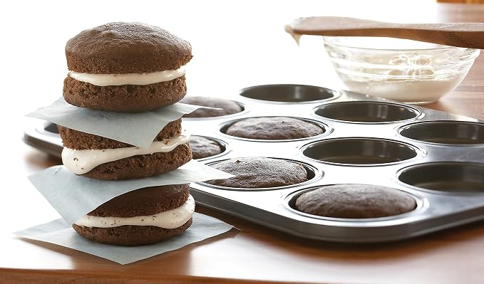 Fox Run Non-Stick Baking Pan, Whoopie Pie Pan, 12 Cup Muffin Top Pan | Nonstick For Easy Baking, Relase & Cleaning | Bake Whoopie Pies, Muffin Tops & Burger Buns | Whoopie Pie Baking Essential