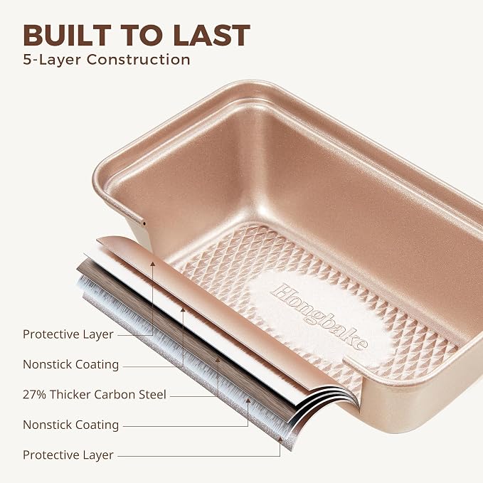 3 Pack Nonstick Mini Loaf Pans, 6 x 3.3 x 2 Inch Small Bread Pans for Homemade Bread, Tiny Banana Baking Tins with Diamond Texture, Non-toxic Mini Meatloaf Pans Set, Champagne Gold