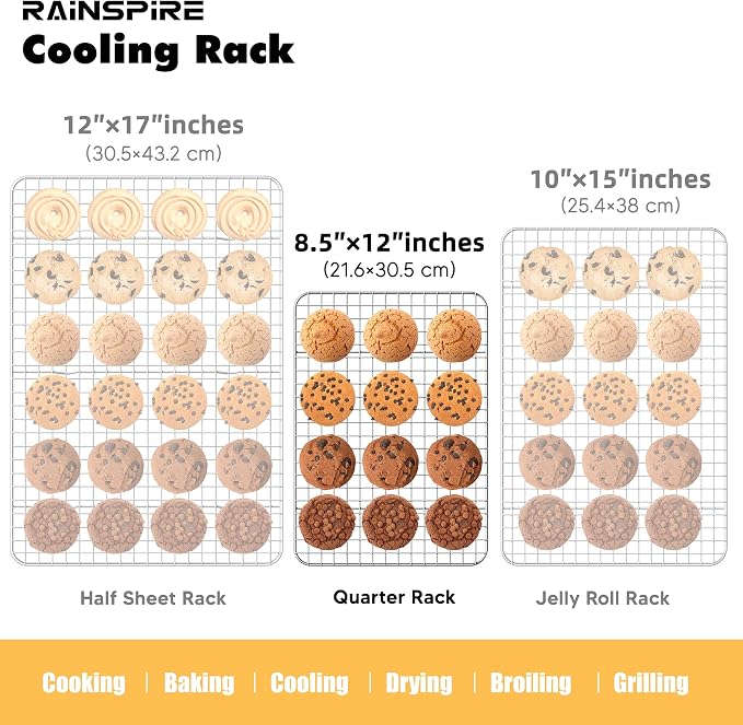 Cooling Rack Stainless Steel, Heavy Duty Cooling Racks for Cooking and Baking, Oven Safe Wire Rack for Cooking, Baking Rack for Oven Cooking Fits Quarter Sheet Pan (1, 8.5" x 12")