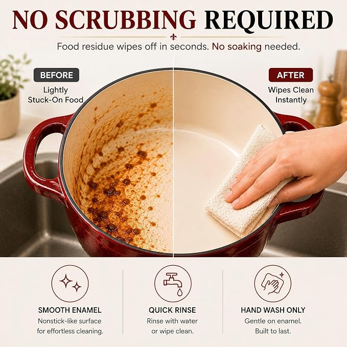 Enameled Cast Iron Dutch Oven Set - 4-Piece 1.3/2.6/4.8Qt Pot with Lids | Cast Iron Cookware Set for Sourdough Bread, Stews, Braising and Roasting, Stackable Space-Saving Design Dutch Oven, Red