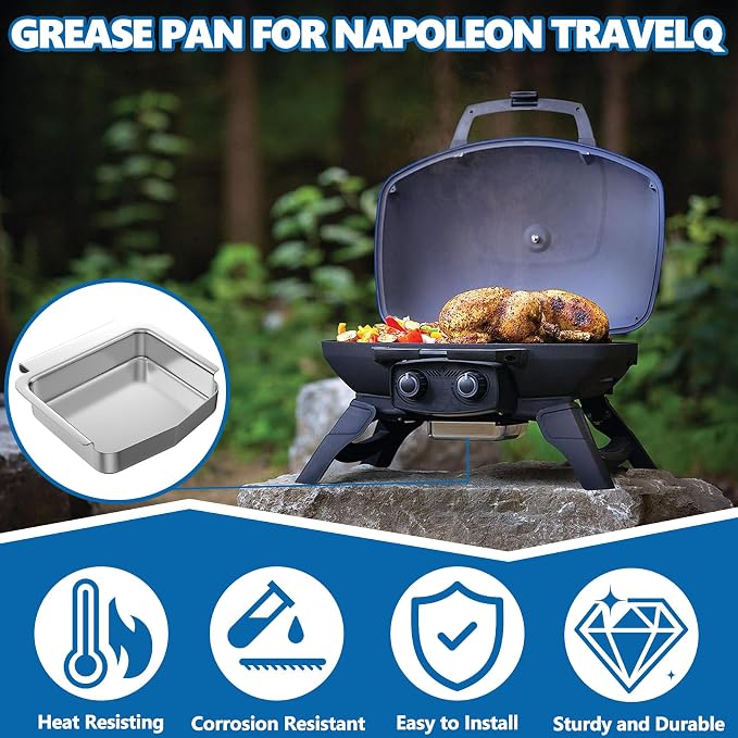 SafBbcue Grease Tray for Napoleon TravelQ 285 Series 62006 Accessories | Fits Napoleon TravelQ 285/TQ240/TQ285X/PRO285/PRO285X, Replaces 62006, Rust-proof, Easy Clean, Durable, Dishwasher Safe