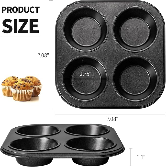 Yomvzake Air Fryer Muffin Pan, 2 Pack Cupcake Molds for Air Fryer Toaster Oven, Nonstick Cupcake Baking Pan for Counter Top Oven Small Oven