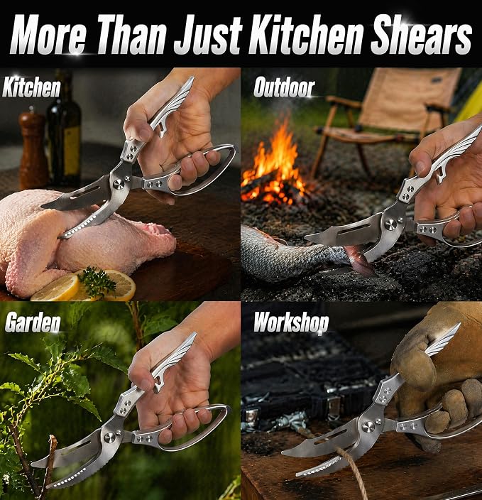 Heavy Duty Kitchen Scissors for Chicken, Fish & Meat | Cuts Tough Ingredients Easily,Superior Cutting Power,Ideal for Poultry&Seafood,Non-Slip Grip,Easy Cleaning,Rust Resistant