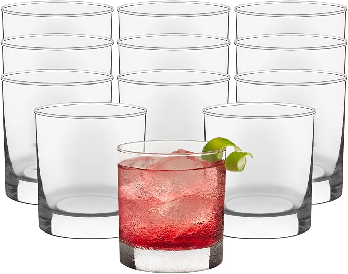 Libbey 917CD Heavy Base Rocks Glasses Set of 12, Old Fashioned Whiskey Cups