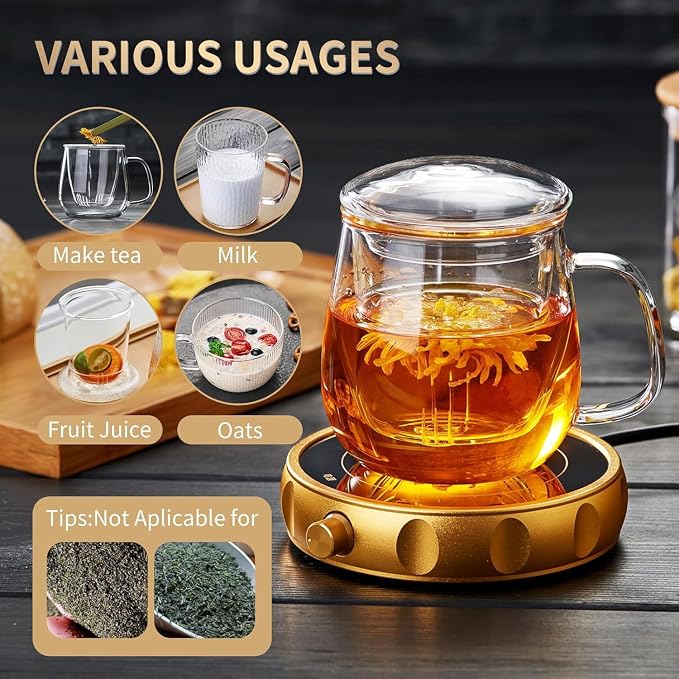 DOPUDO Large Glass Tea Cup, 34 oz Borosilicate Glass Tea Mug with Infuser and Lid, 1000ML Clear Tea Cups for Brewing Scented Tea and Tea Bag.