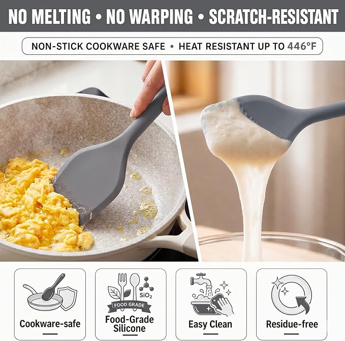 Kitchen Utensils Set,9 PCS Silicone Cooking Utensils Set Spatula Set,Tongs,Spoon,Whisk,Brush,Dishwasher Safe Kitchen Gadgets for Non-Stick Cookware,Home Essential，Kitchen Appliances Tool(Gray)