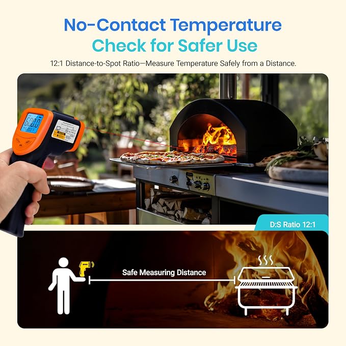 Etekcity Infrared Thermometer Laser Temperature Gun 774, Orange | Cooking, Pizza Oven, Griddle, BBQ, Meat, HVAC, Engine, Adjustable Emissivity, MAX Display, Surface Measurement