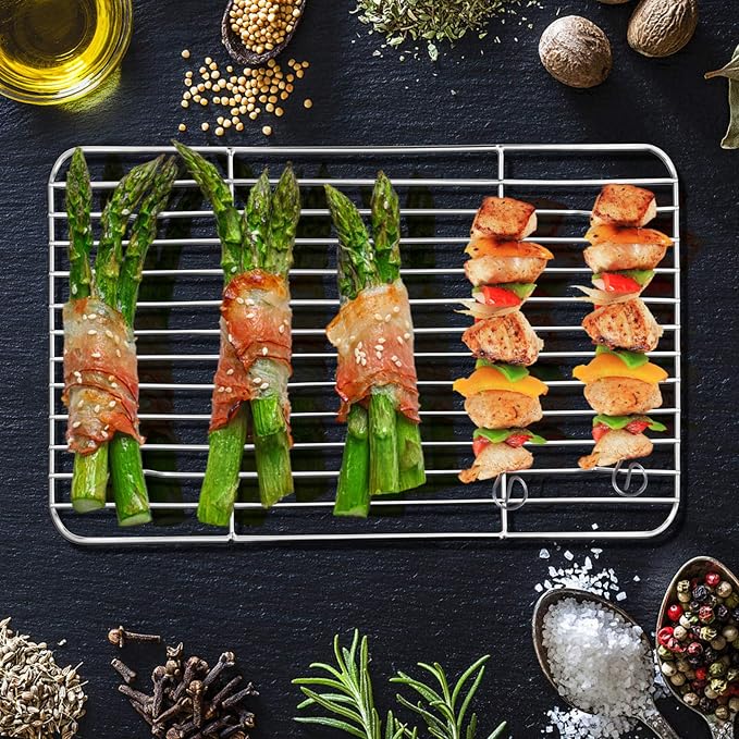 E-far Baking Cooling Rack Set of 2, Stainless Steel Metal Roasting Cooking Racks, Size - 11.6'' x 9'', Non Toxic & Rust Free, Oven & Dishwasher Safe