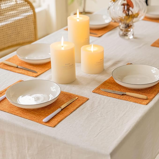 Home Brilliant Cloth Placemats Set of 4 Heat Resistant Dining Table Place Mats for Kitchen Table Dinner Party Decorations, 13 x 19 inches, Orange