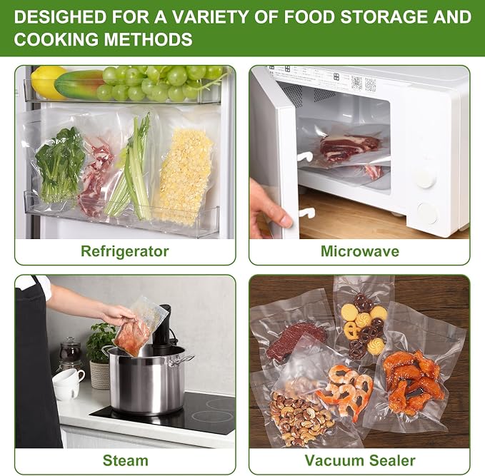 Vacuum Sealer Bags for Food Storage, 6 Rolls 8" & 11" x 20', Cut-to-Size | 3Mil Embossed BPA-Free Puncture-Resistant Rolls, Universal Fit for Sous Vide, Meal Prep, Freezer Storage & Food Preservation