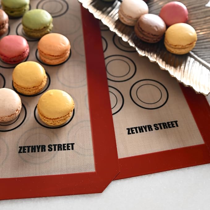 Macaron Baking Mat Silicone Non Stick, 3/4 Sheet Reusable Pack of 3 Red | Non-Stick Macaron Mat for Easy Baking, Heat Resistant & Dishwasher Safe, Reusable & Eco-Friendly, For Cookies & More, 13x19”