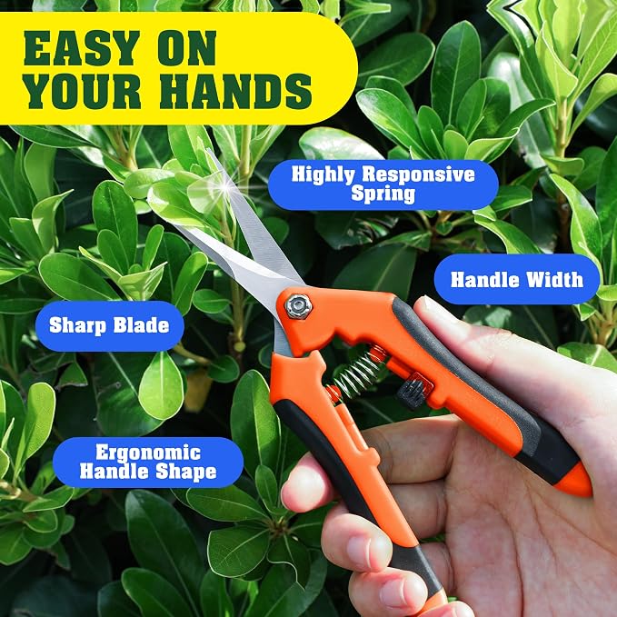 EWPJDK 4 Pack Garden Pruning Shears Scissors Clippers Stainless Steel | Gardening Shears, Gardening Shears, Pruning Snips for Gardening Tools, Securely Lock, Non-Slip, Ergonomically Designed
