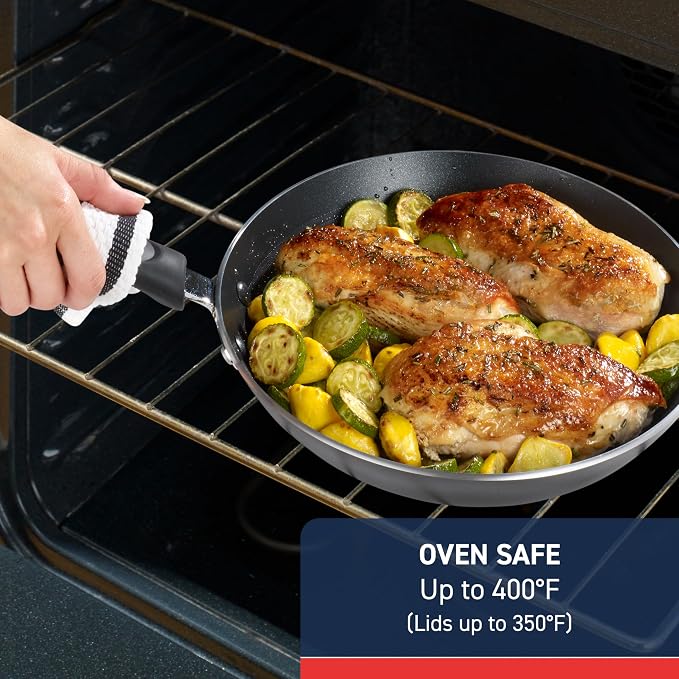 T-Fal Experience Nonstick Frying Pan with Lid, 10 in Induction Skillet, Black