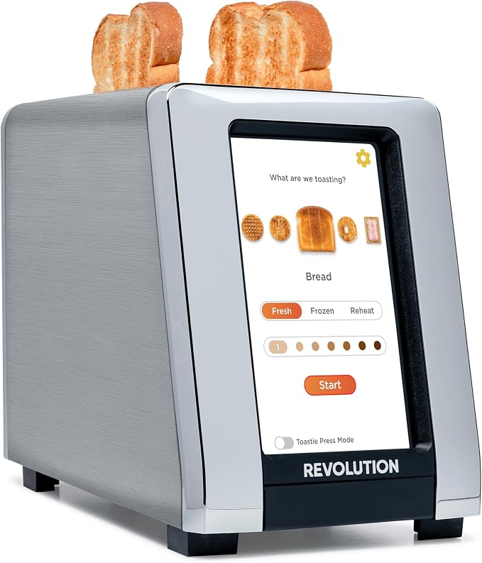 Revolution R180 Connect Touchscreen Smart Toaster with High-Speed InstaGLO Technology – Choose from 6 Bread Types, 7 Browning Levels, & Toastie Press Mode (Stainless Steel, 2-Slice)