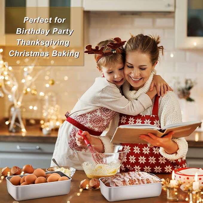 LIANYU Stainless Steel Loaf Pan 9” x 5”, Heavy Duty Bread Pan for Baking | Metal Bakeware, Heavy Duty, No Coating, Non Toxic, Stackable, Dishwasher & Oven Safe, For Meatloaf, Brownies, Lasagnas